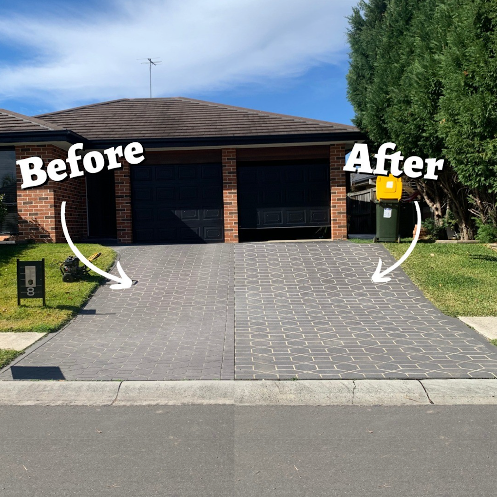 Before and after pressure washing — Driveway · Kellyville